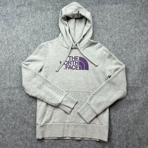 The North Face Pullover Hoodie Sweatshirt Women's Size S Gray Purple Logo